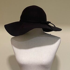 Wide Brim Wool Floppy Hat With Tie Brown One Size Packable Lightweight